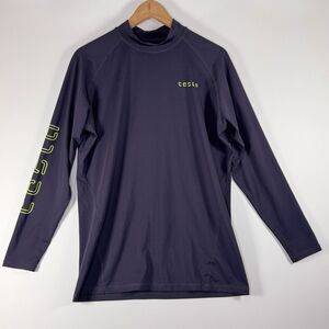 Tesla‎ Mens  Long Sleeve Rash Guard Shirt Large UPF Sun Protection Swim Surf